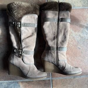 BareTraps Tan Wedge Boots